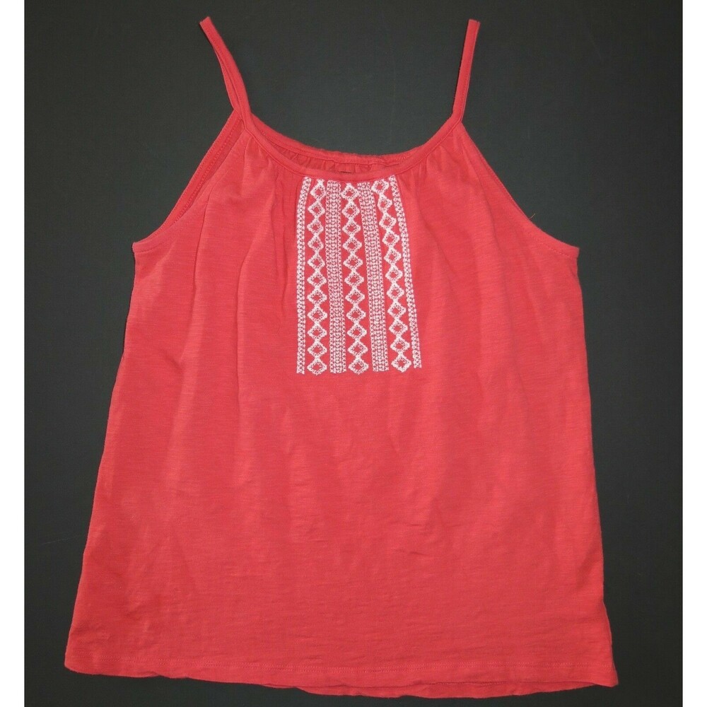 Gap Kids girls shirt XL 12 orange embroidered slub cotton festival tank top tee